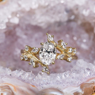Lavender Mist Purple geode ring box interior by Aquamarise, showing the purple crystal lining and ring slot