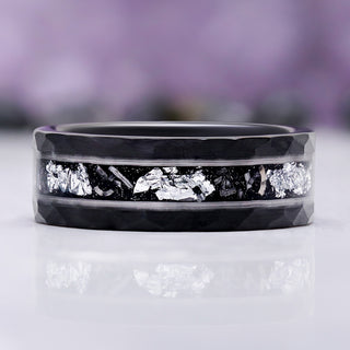 Starry Night™ & Meteorite Men's Wedding Band in Black Tungsten Carbide (8mm)