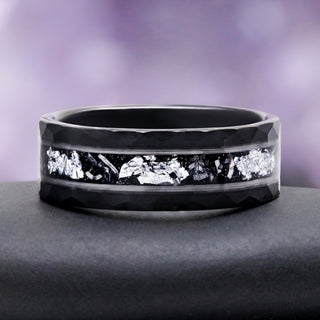 Starry Night™ & Meteorite Men's Wedding Band in Black Tungsten Carbide (8mm)