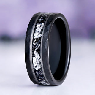 Starry Night™ & Meteorite Men's Wedding Band in Black Tungsten Carbide (8mm)