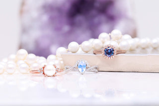 moonstone pearl alexandrite rings June birthstone banner 