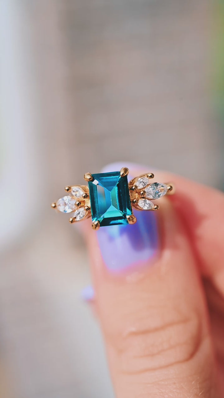 Eva London Blue Topaz Ring- 14K Gold Vermeil