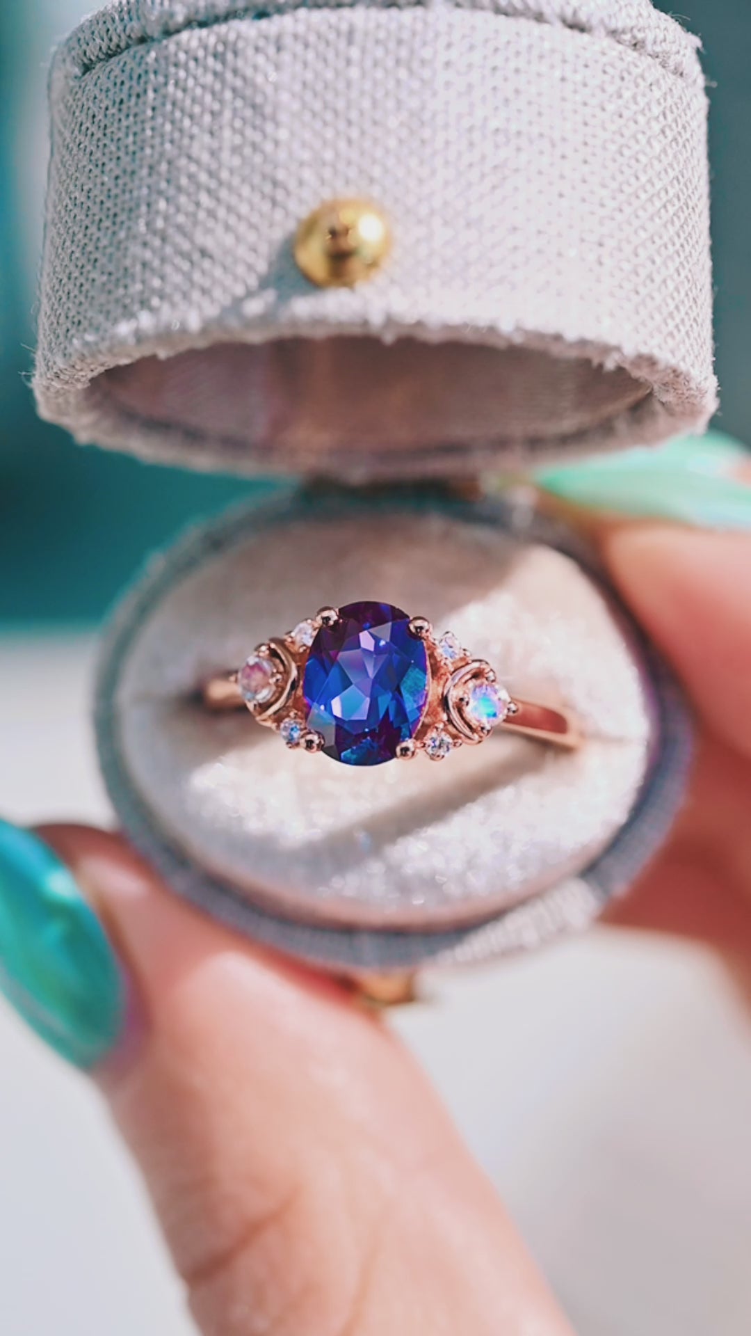Alexandrite Crescent Moon Ring | Rose Gold Vermeil – Aquamarise