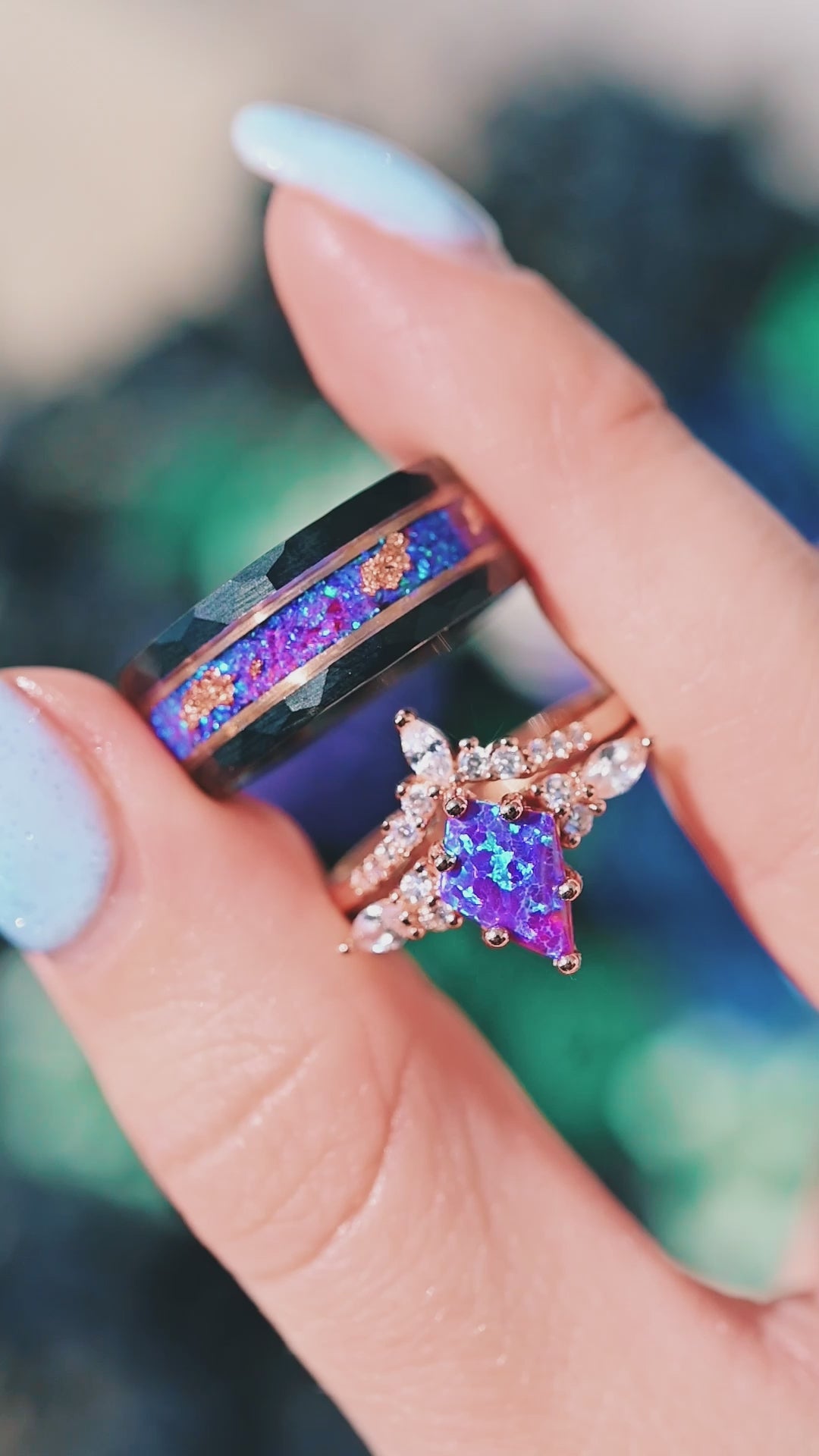 Skye Kite™ Purple Fire Opal Couples Ring