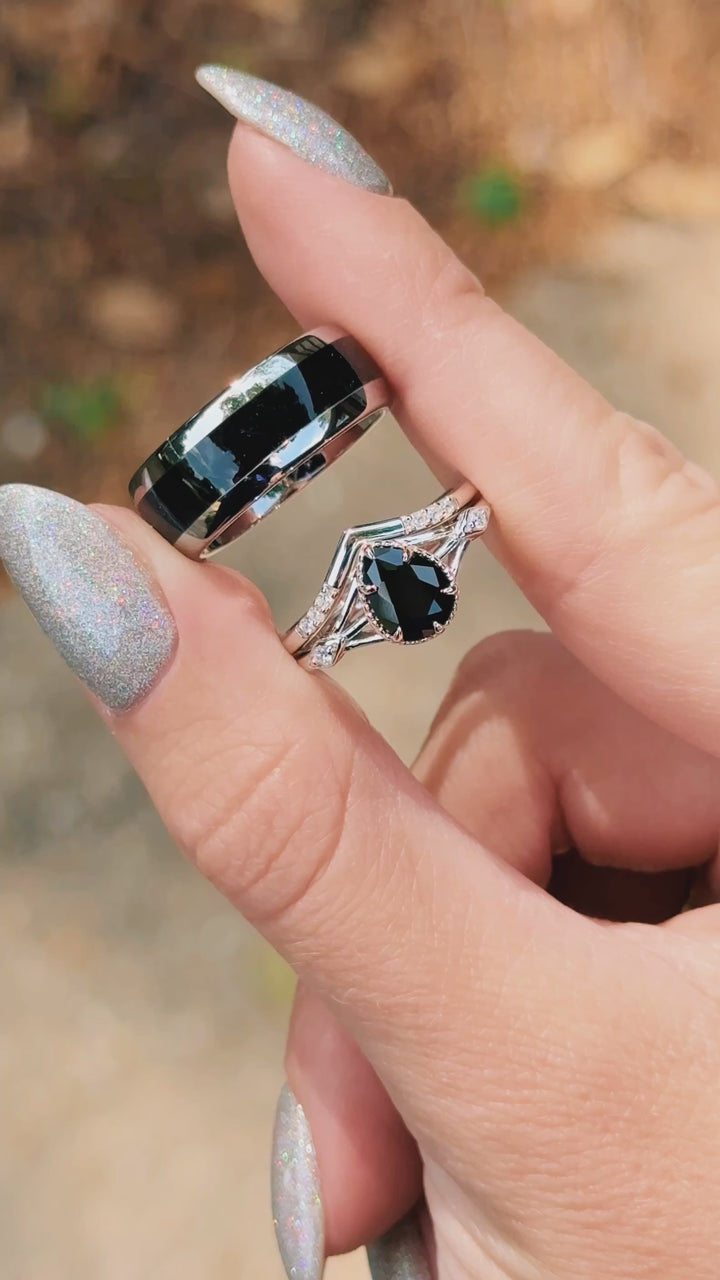 Celtic Black Onyx Couples Ring