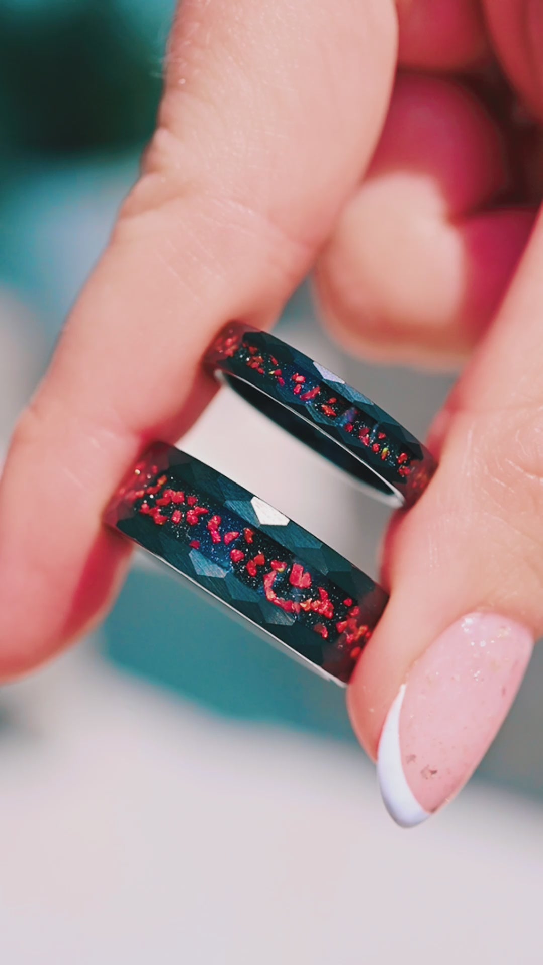 Red Fire Opal Women's Wedding Band | Black Tungsten 4mm – Aquamarise