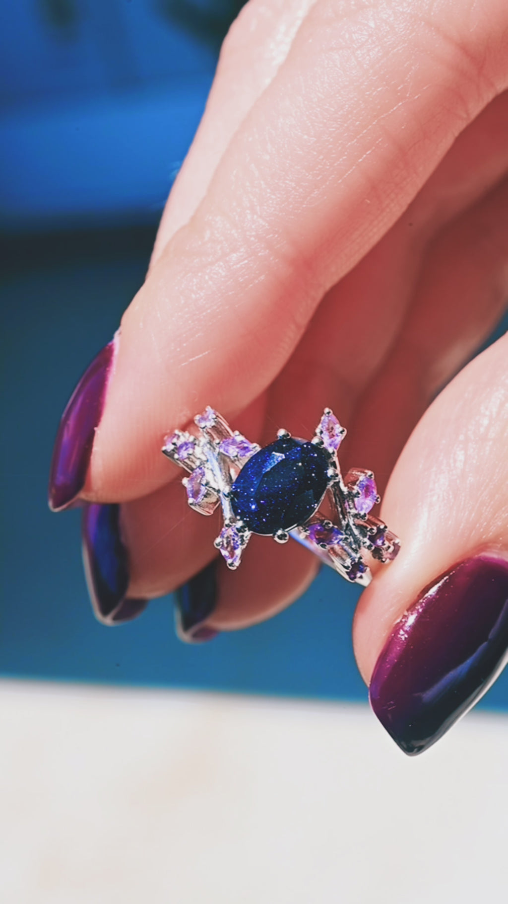 Video of the Starry Night™ and amethyst ring by Aquamarise, shown in motion