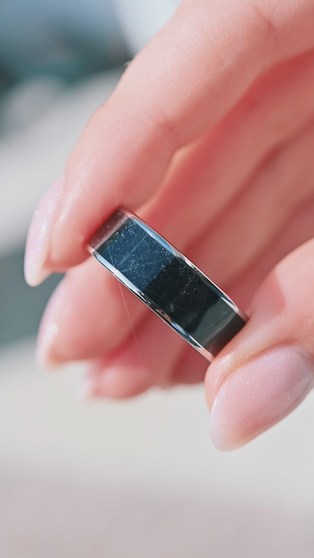 Black Obsidian Wedding Band | 8mm Tungsten Carbide – Aquamarise