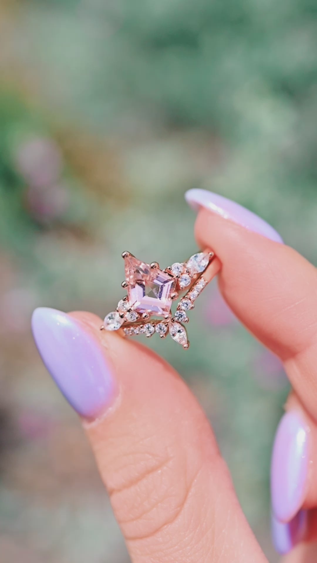 Skye Kite™  Morganite Ring Set- 14K Rose Gold Vermeil