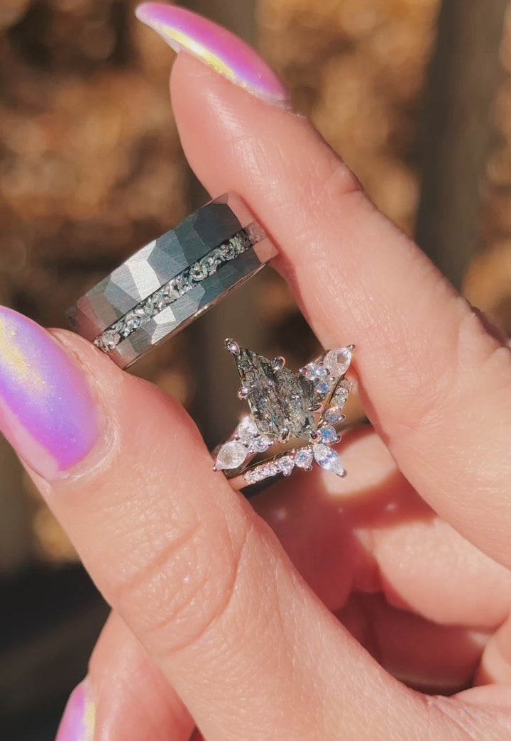 Skye Kite™  Galaxy Salt & Pepper (Herkimer Diamond) and Meteorite Couples Ring