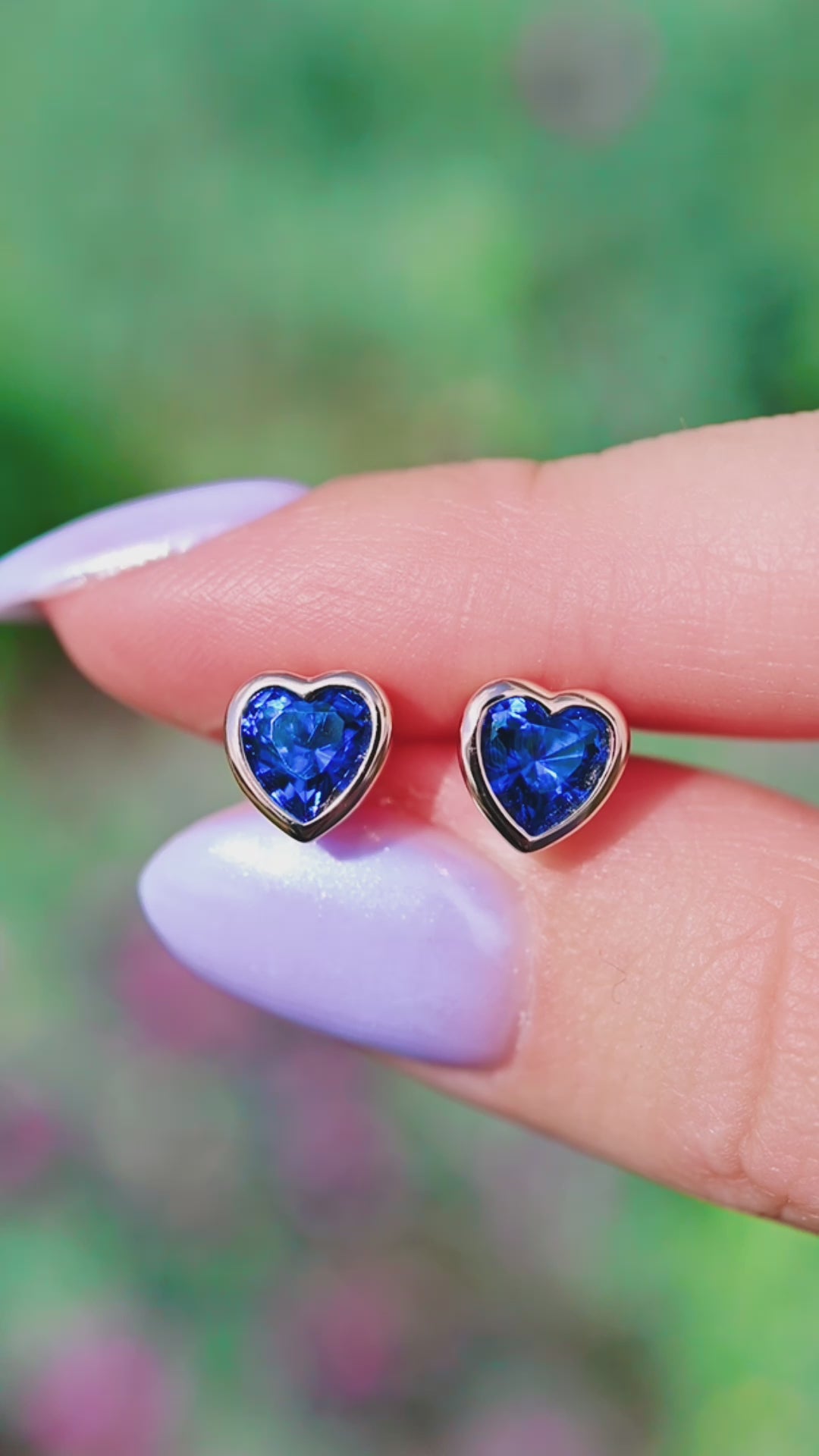 Heart Sapphire Earrings- 14K Rose Gold Vermeil