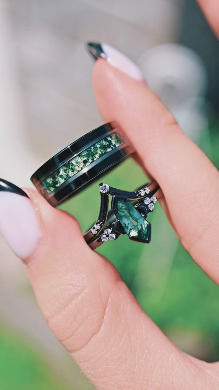 Moss Agate Couples Ring