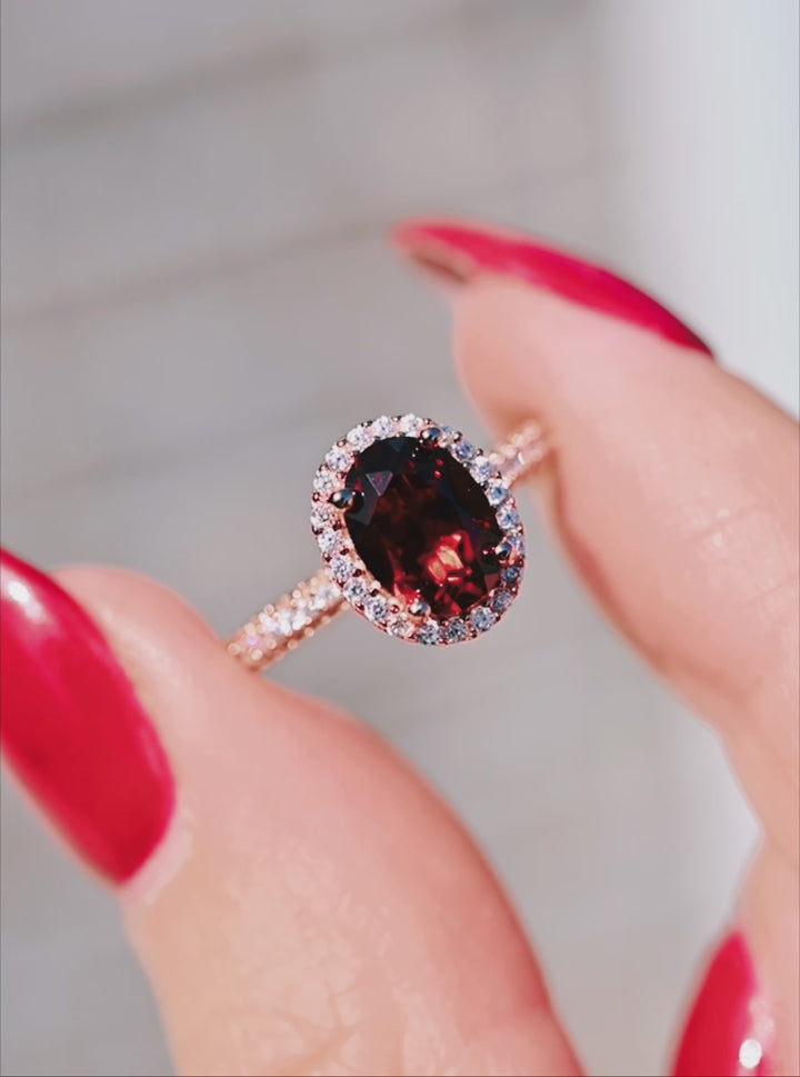 Iris Garnet Ring- 14K Rose Gold Vermeil