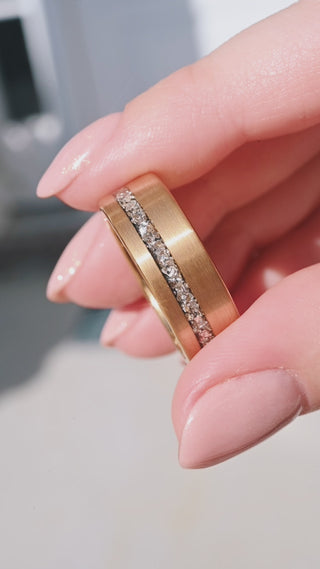 Crushed Diamond Gold Tungsten Ring (8mm)