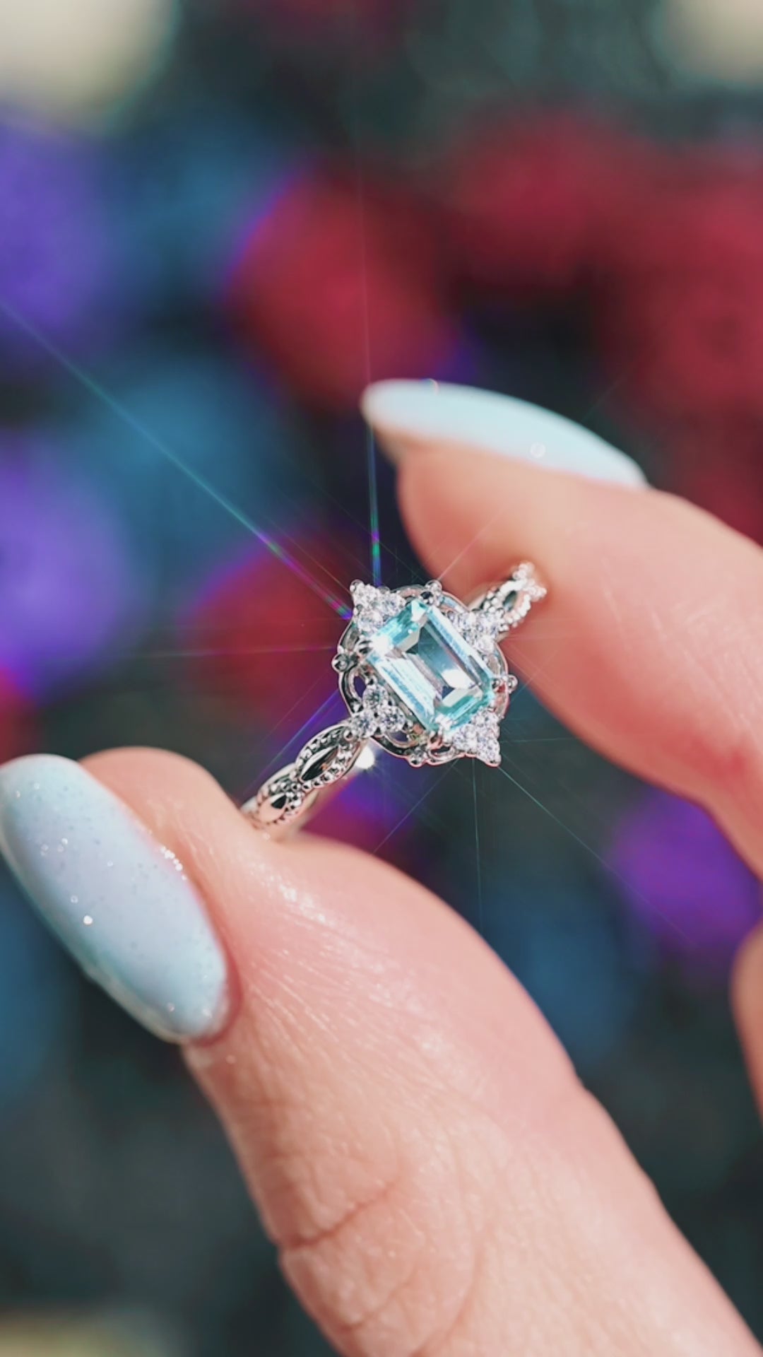 Vintage Aquamarine Ring | Sterling Silver Emerald Cut – Aquamarise