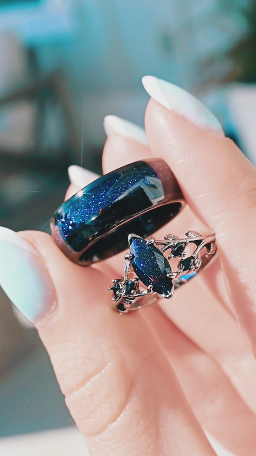 Starry Night® & Black Onyx Ring | Gothic Black Ruthenium – Aquamarise