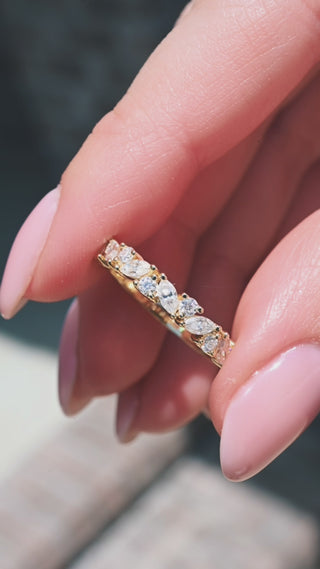 Video of the Willow marquise diamond wedding band by Aquamarise Gold, shown in motion