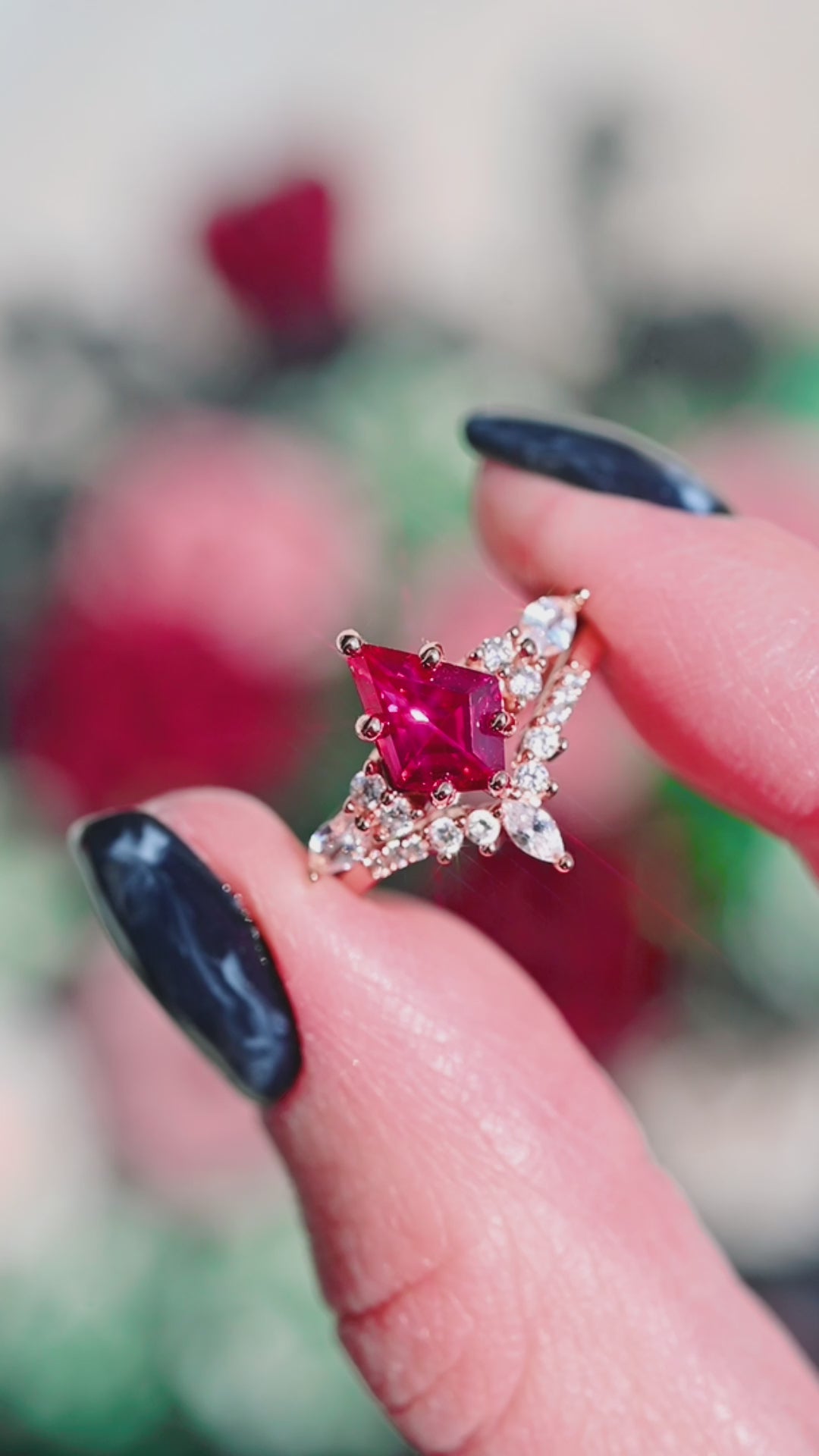 Skye Kite™ Ruby Engagement Ring Set- 14K Solid Rose Gold