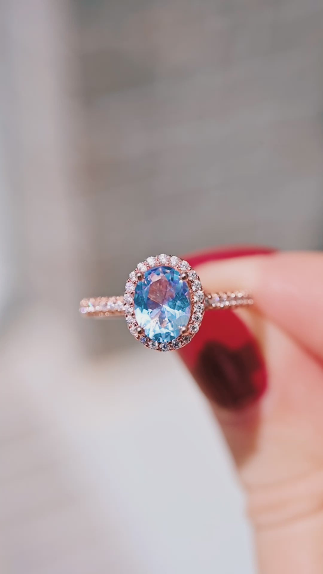 Iris Aquamarine Ring- 14K Rose Gold Vermeil