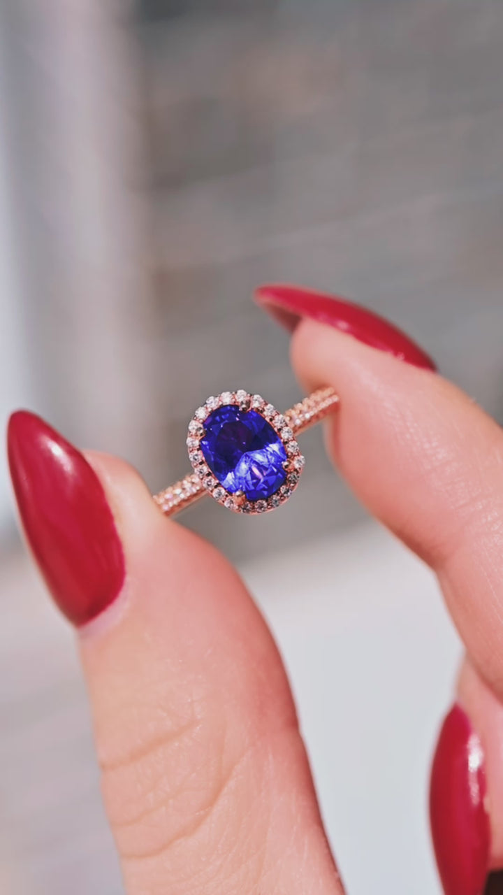 Iris Natural Tanzanite Engagement Ring- 14K Solid Rose Gold