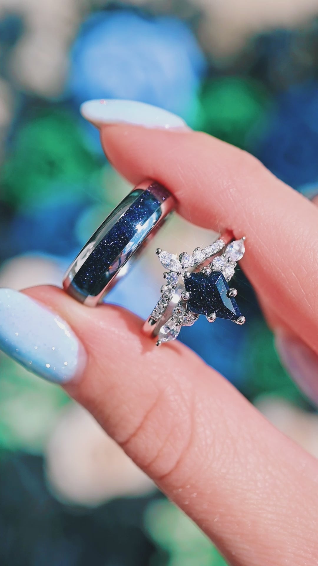 Kite Blue Sandstone Ring Set | Starry Night® Silver – Aquamarise