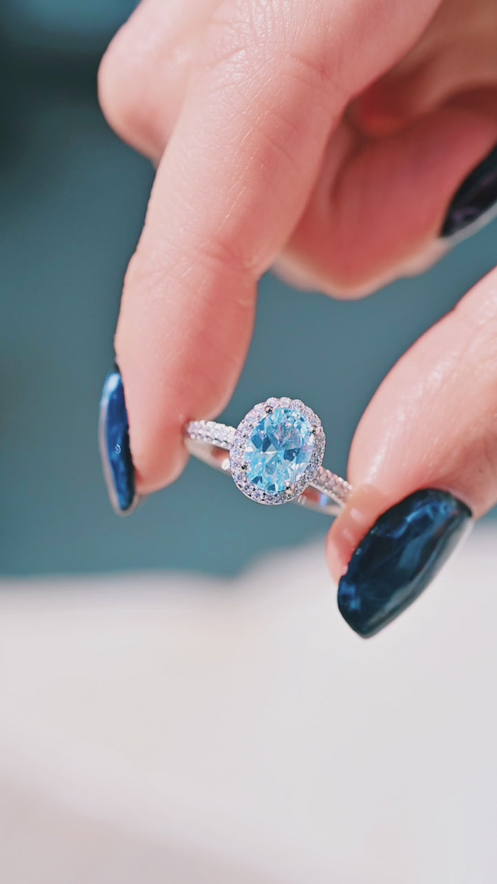 Iris Aquamarine Ring- Sterling Silver