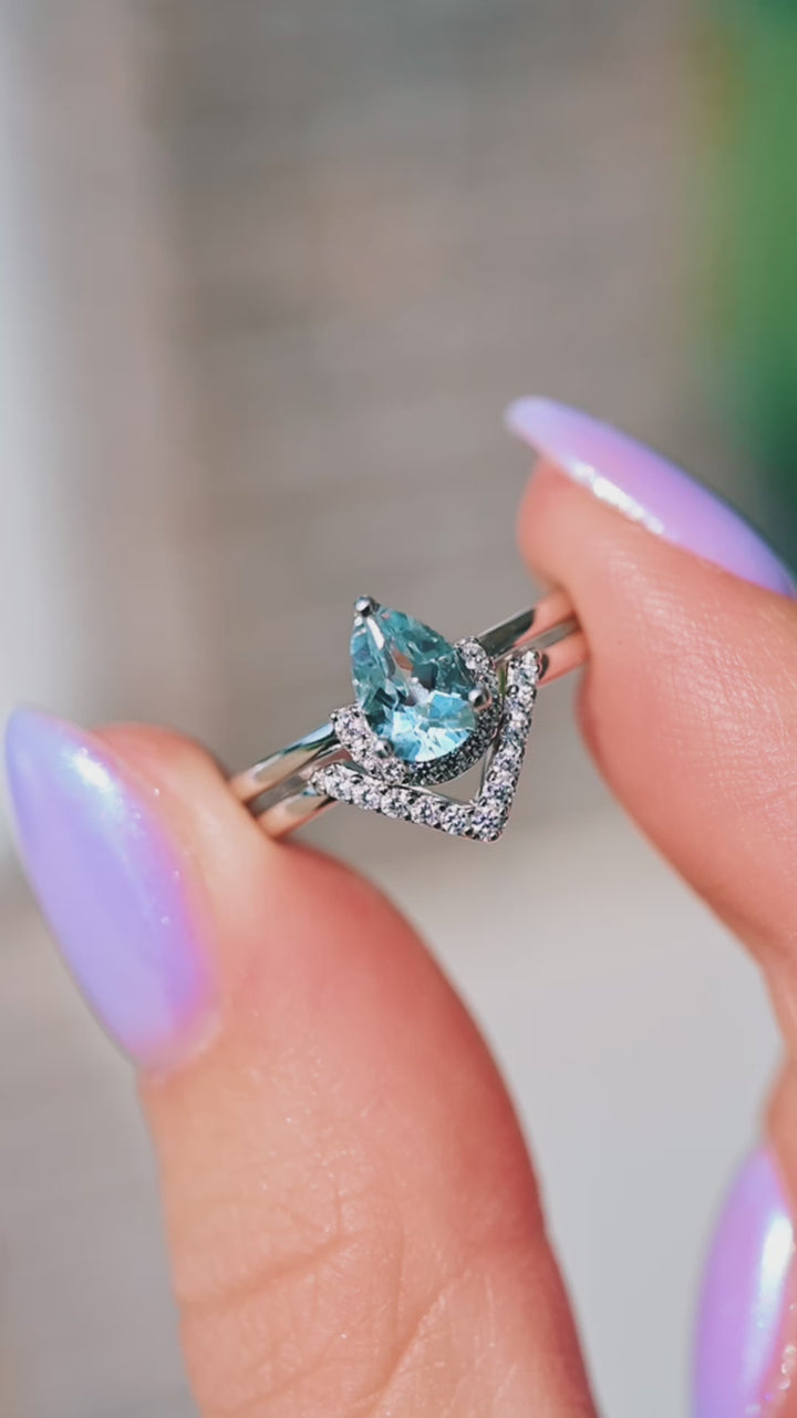 Aria Aquamarine Ring Set- Sterling Silver