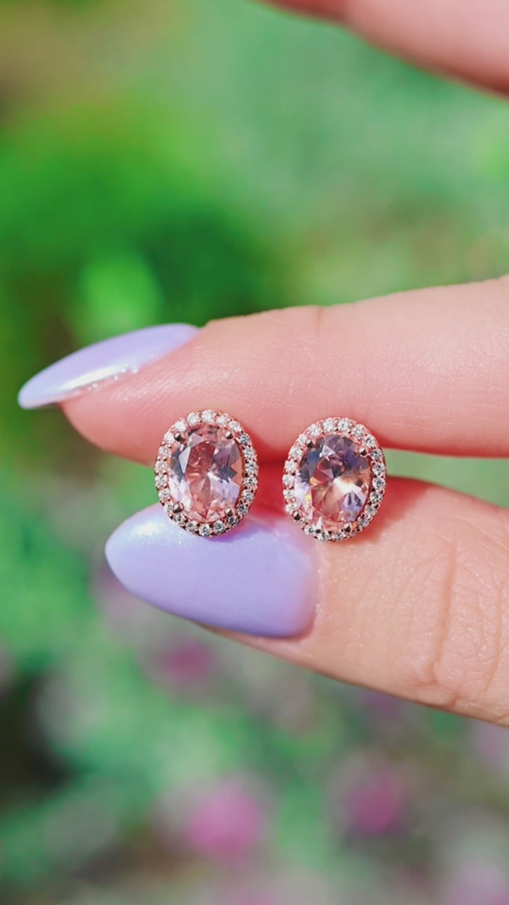 Iris Morganite Earrings- 14K Rose Gold Vermeil