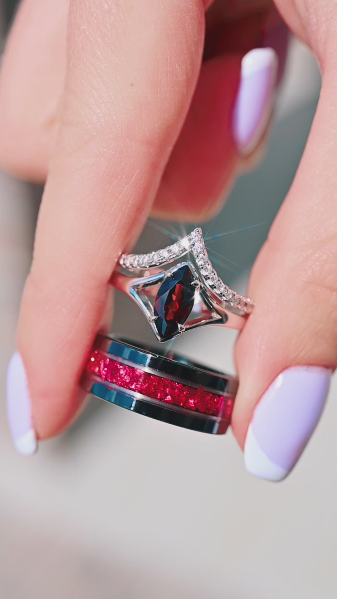 Natural Red Garnet Couples Ring Set | His & Hers – Aquamarise