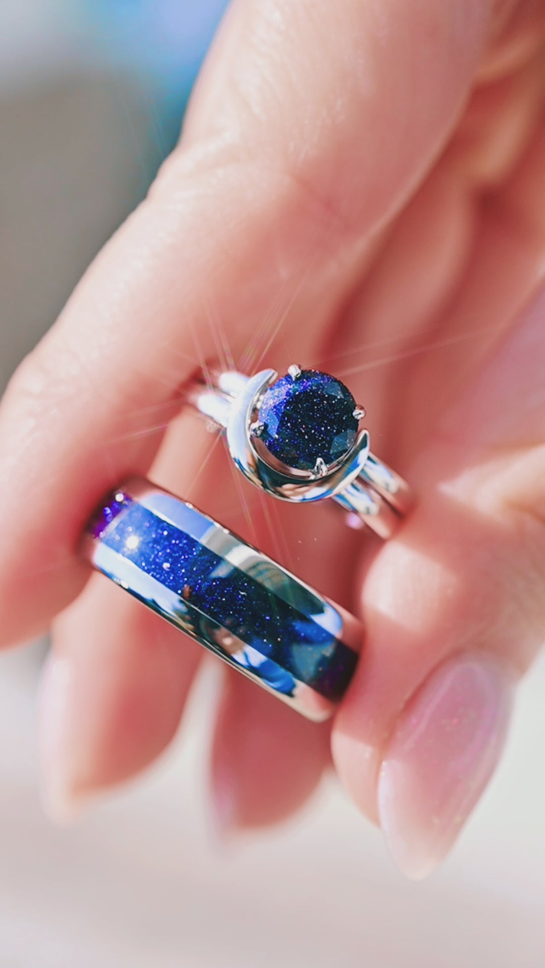 Crescent Moon Starry Night® Ring | 14K WG – Aquamarise