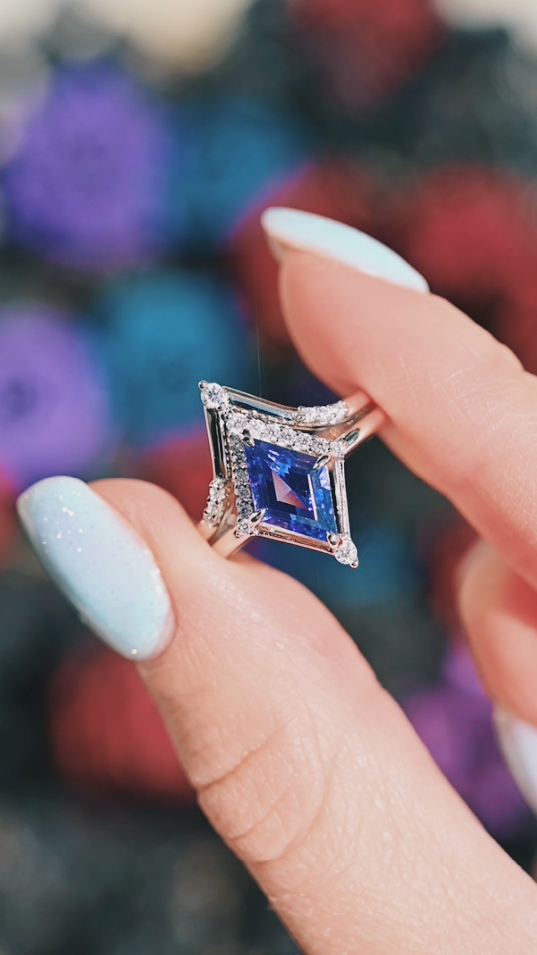 Kite Tanzanite Ring Set- Sterling Silver