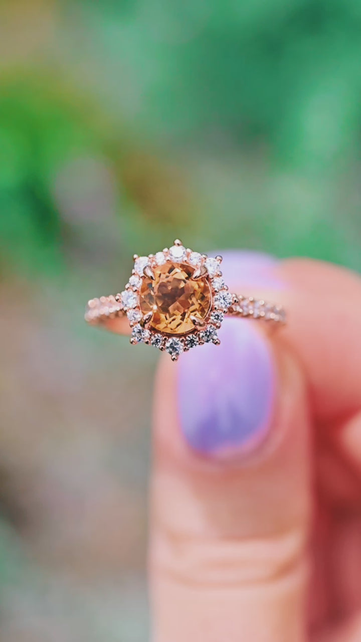 Aster Citrine Ring- 14K Rose Gold Vermeil