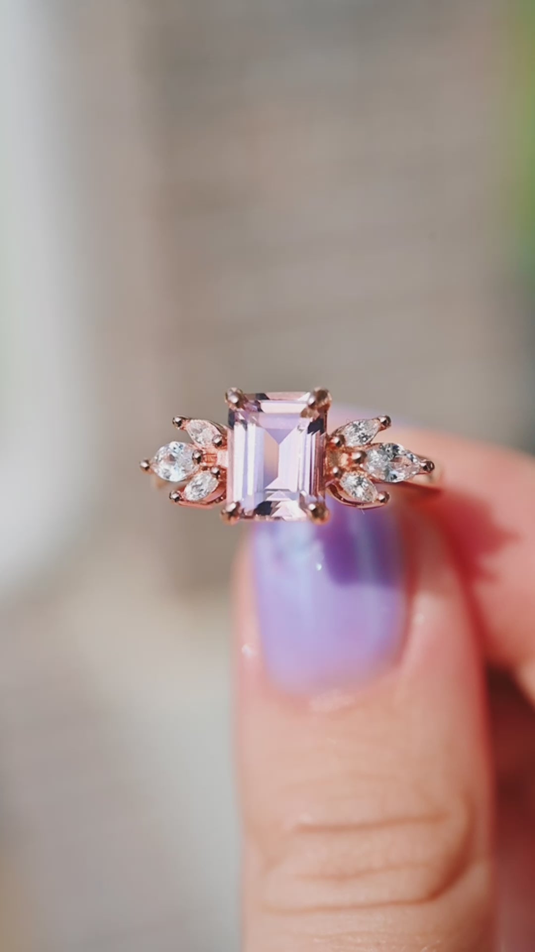 Eva Morganite Ring- 14K Rose Gold Vermeil