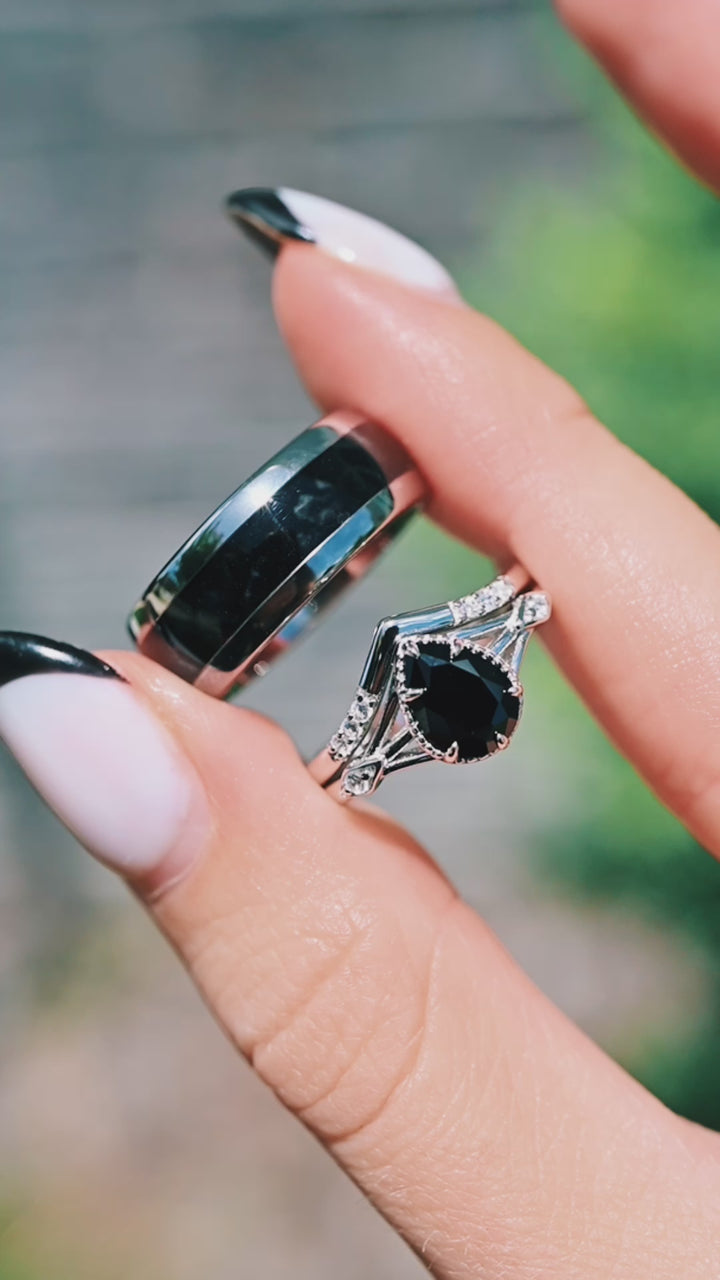 Celtic Black Onyx Couples Ring