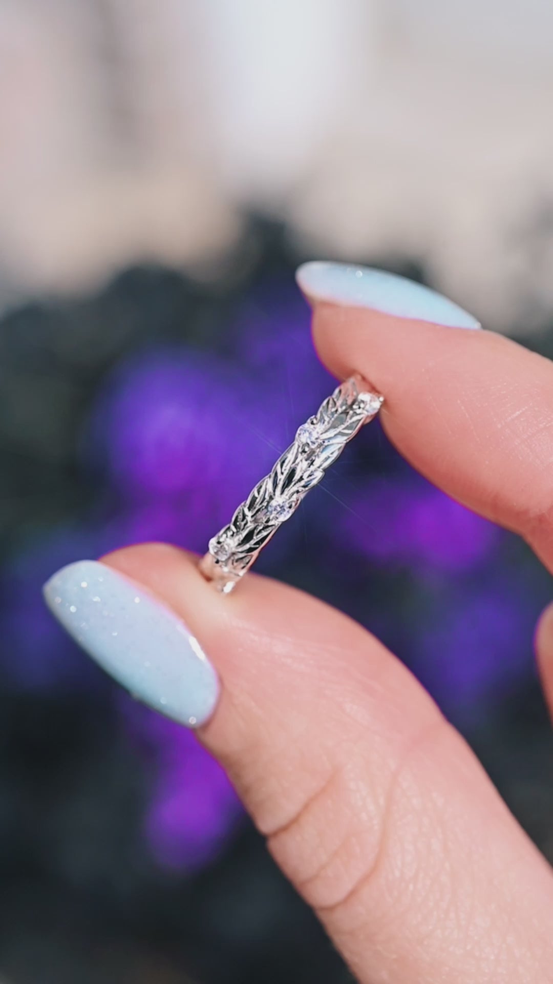 Leaf Wedding Band- Sterling Silver