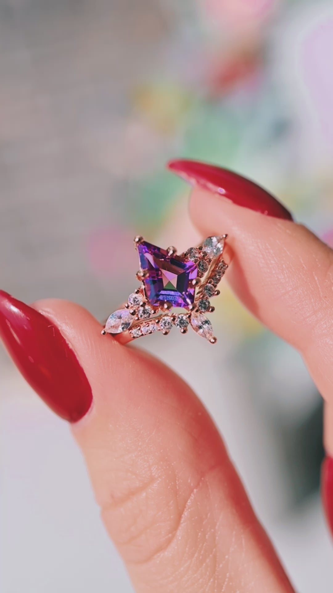 Skye Kite™ Amethyst Ring Set- 14K Solid Rose Gold