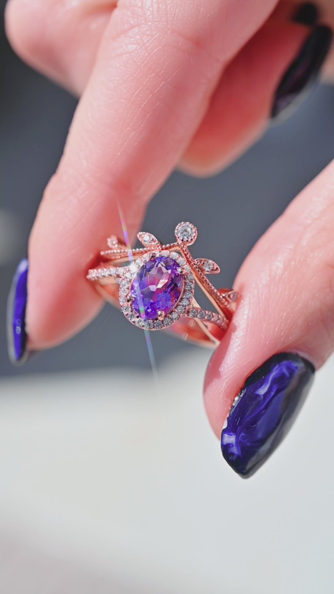 Gemma Amethyst Ring Set- 14K Rose Gold Vermeil