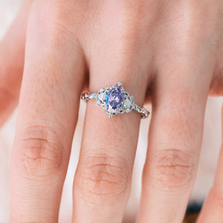 Esme Lavender Moissanite Ring in Sterling Silver