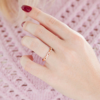 Petite Twisted Vine Diamond Band in 14K Rose Gold Vermeil