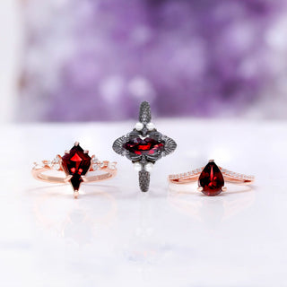 red garnet January birthstone rings banner