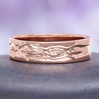 rose gold mens leaf wedding bands
