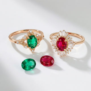 ruby and emerald gemstone banner 