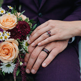 skye kite red garnet couples ring set