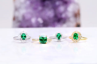 three emerald engagement rings may birthstone banner