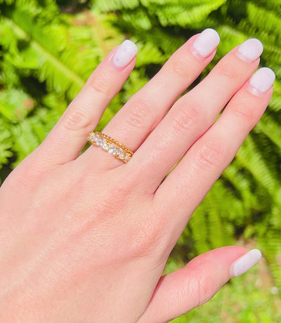 Willow White Sapphire Stacking Ring Set- 14K Yellow Gold Vermeil