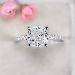 Cushion Cut Lab-Grown Diamond Engagement Ring- 14K White Gold (IGI Certified)