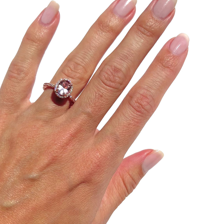 Iris Oval Morganite Ring- 14K Rose Gold Vermeil