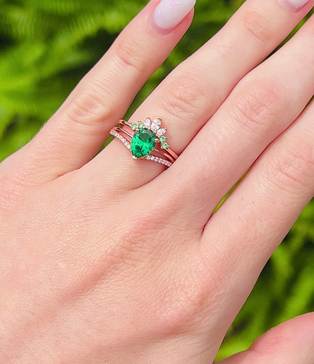 Dakota Emerald Ring Set- 14K Rose Gold Vermeil