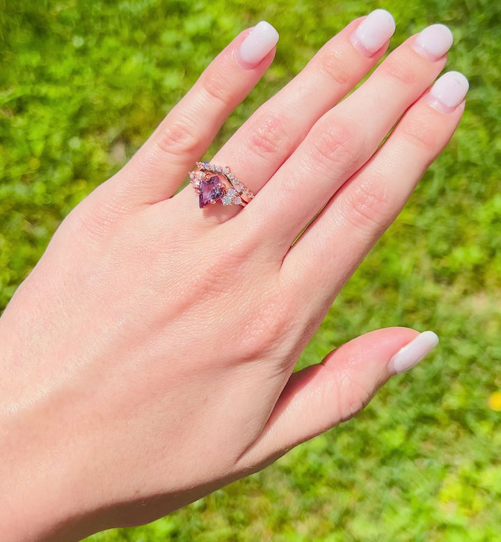 Skylar Alexandrite Ring Set- 14K Rose Gold Vermeil