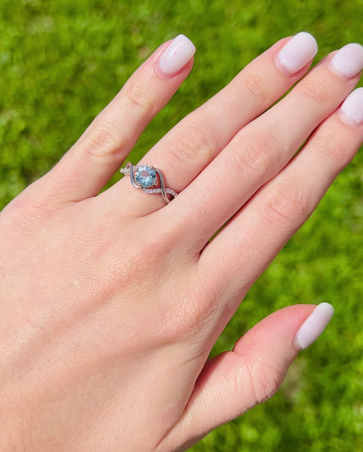 Entwined Aquamarine Ring- Sterling Silver